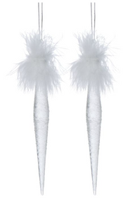 Set of 2 Feather Icicle Ornaments