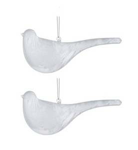Set of 2 Frosted Dove Ornaments