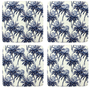 Set of 4 Ceramic Palm Coasters