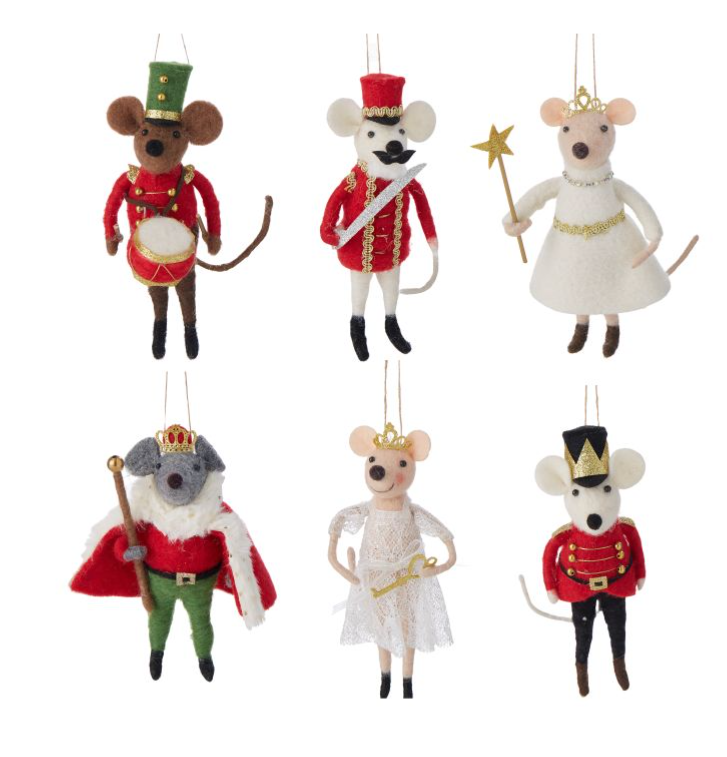 Wool Mouse Nutcracker Ornaments