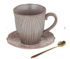 Petals Mug, Saucer, Spoon Gift Set