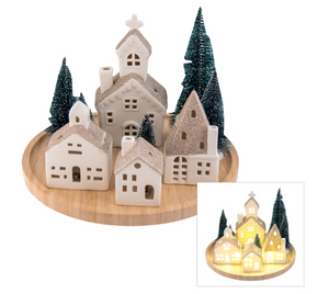 Round Christmas LED House Set